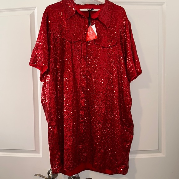 ASOS Curve Dresses & Skirts - ASOS CHRISTMAS PARTY DRESS; MINI LENGTH FITS LIKE A TSHIRT DRESS SIZE 22W